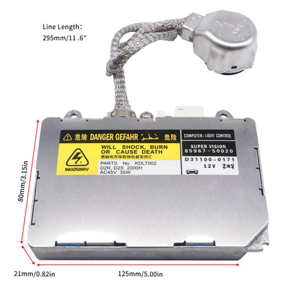 HiSport D1S D2R Xenon HID Headlight Ballast Control Module Unit KDLT002 DDLT002, 85967-30050, 85967-50020, 85967-33010 Compatible with Toyota Lexus Mazda Lincoln Porsche Land Rover