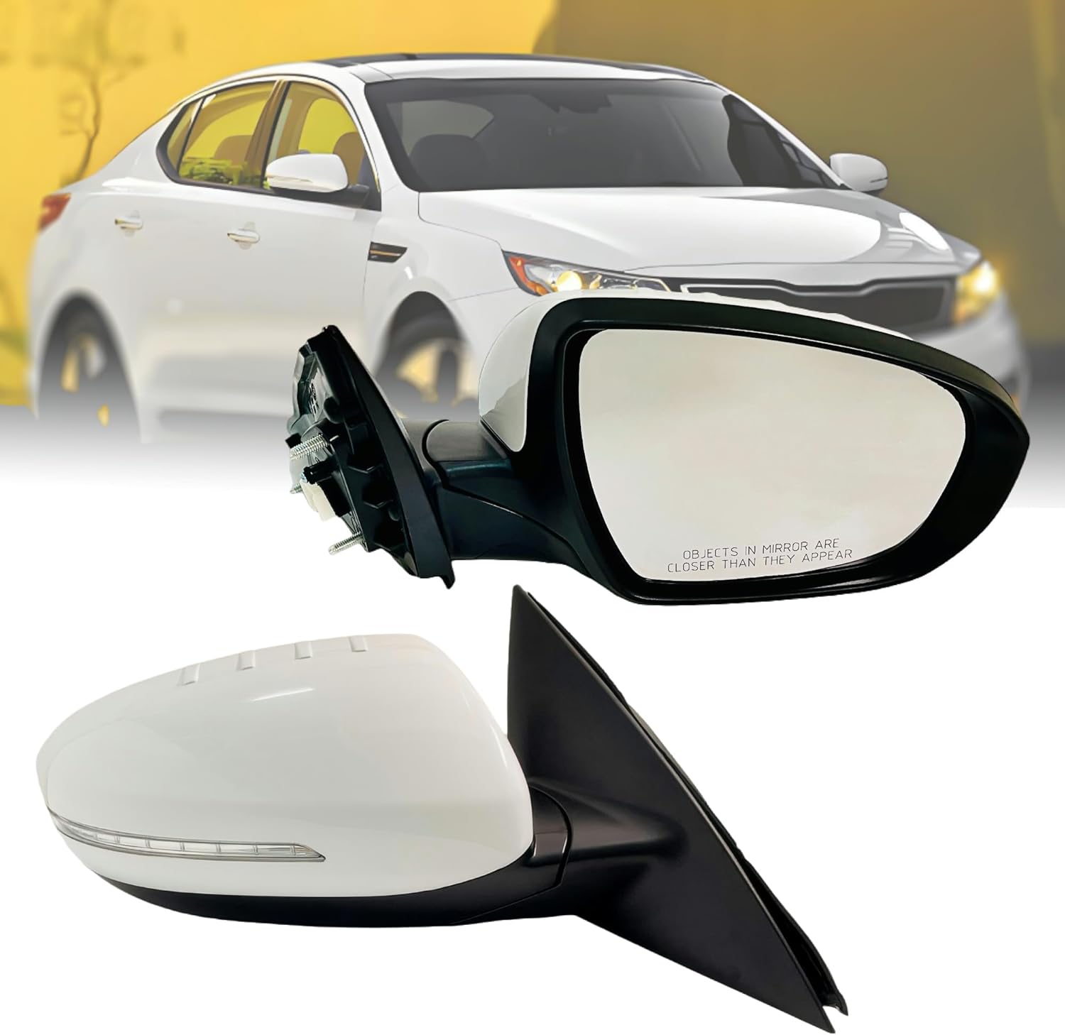 HiSport Passenger Side Mirror Compatible with 2011-2013 Kia Optima Rear Vier Mirror With In-housing Signal Light,Manual Folding,Power Glass,Non-Heated