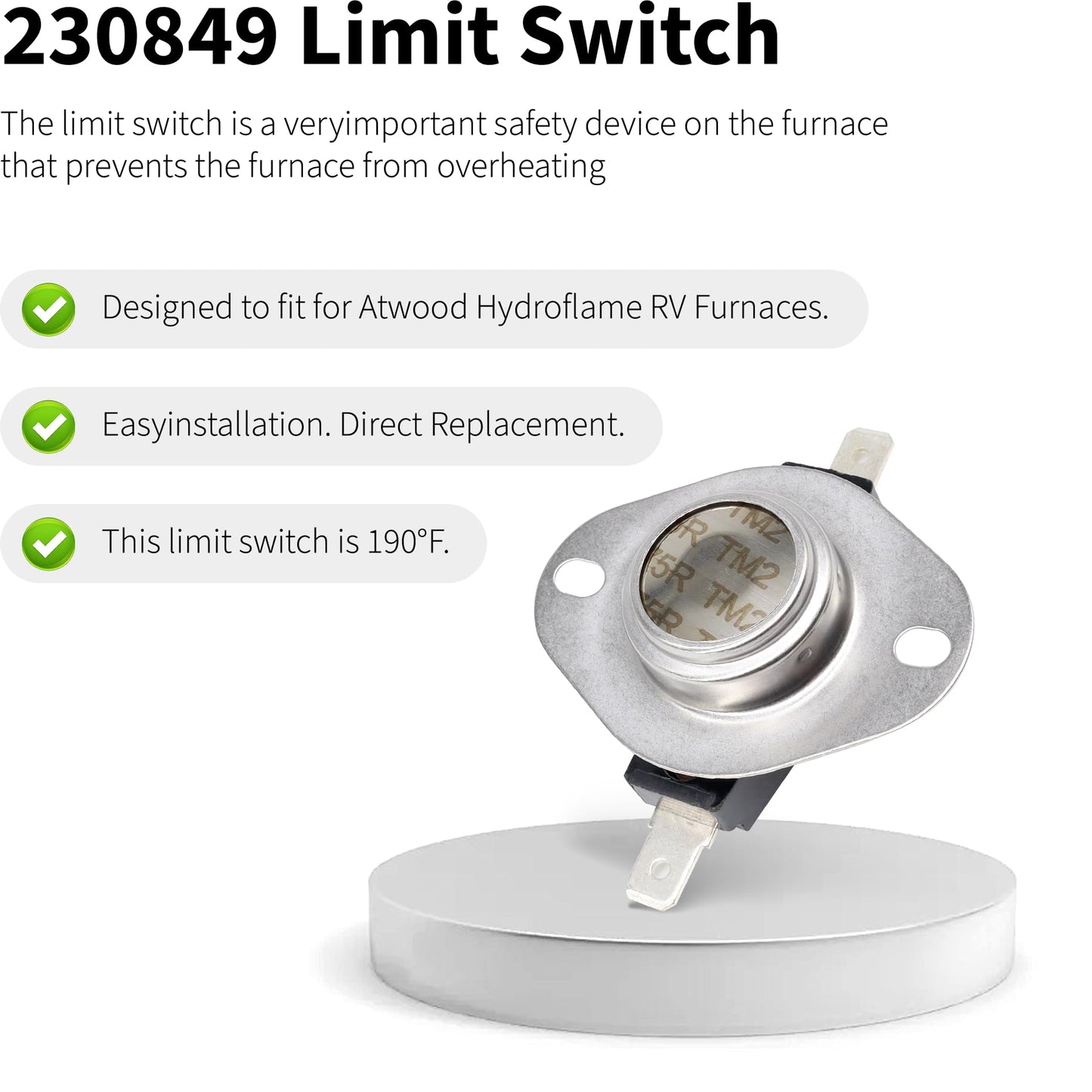 HiSport 230849 RV Furnace Limit Switch - Compatible with Suburban NT-16SE/20SE/24SE/30SE Coleman Mach 1997 RV Furnace