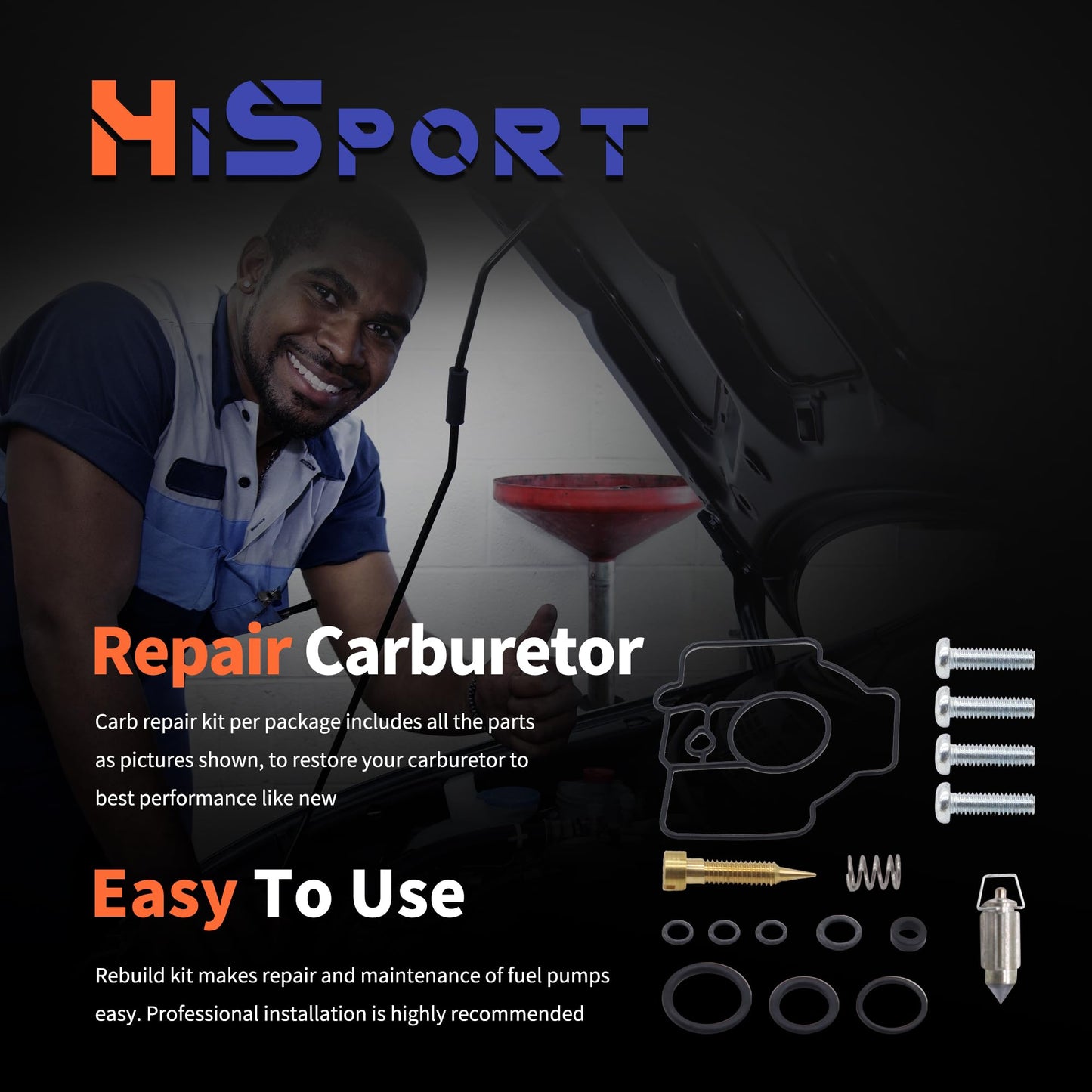 HiSport Carburetor Carb Repair Kit 18-9331 Replacement for Yamaha TTR125 TTR125L 2000-2007 K&L