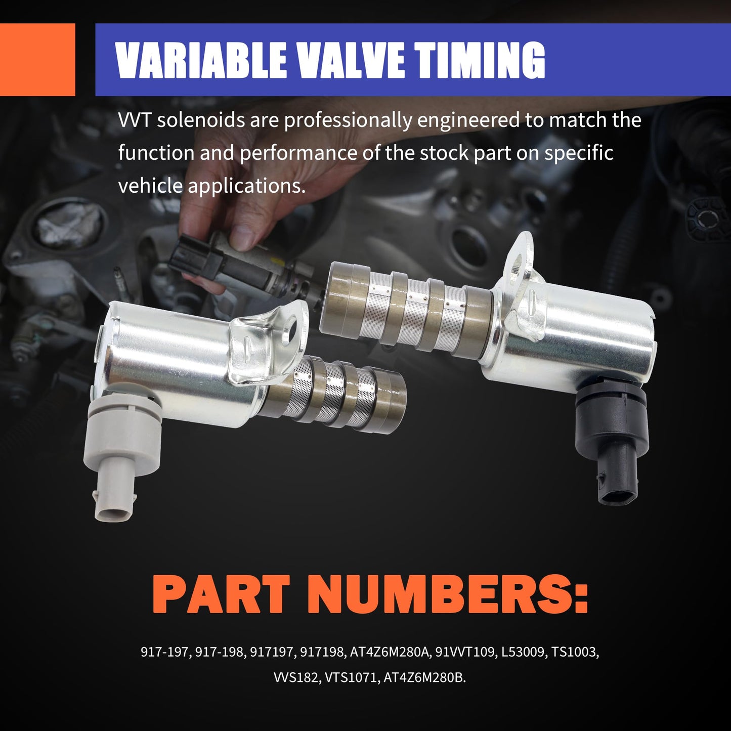 HiSport Engine Variable Valve Timing Solenoid VVT AT4Z6M280A AT4Z6M280B Compatible with Ford F-150, Explorer, Edge, Transit-150/250, Transit-350 HD, Mustang, Taurus, Expedition & Lincoln MKZ, MKX