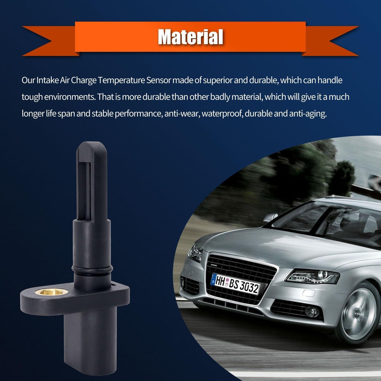 HiSport Intake Air Temperature Sensor - Compatible with Audi A3 2006-2013 A4 2002-2015 A5 2010-2015 A6 2003-2015 Q5 TT, Volkswagen Beetle CC Eos Golf Golf City GTI Jetta Passat Tiguan 06B905379A