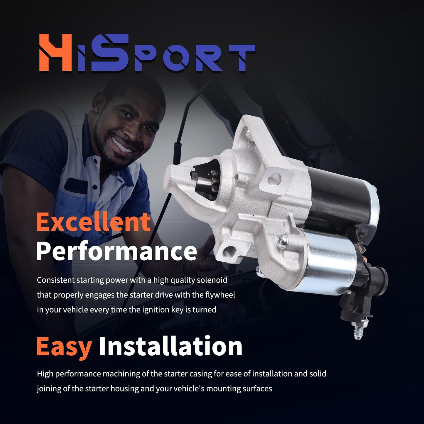 HiSport 12655055 Starter Motor 12V 1.7Kw 10-Tooth - Compatible with Cadillac Escalade Chevy Express 2500 3500 Silverado 1500 Suburban Tahoe GMC Savana 2500 Savana 3500 Sierra 1500 Yukon XL 2014-2022