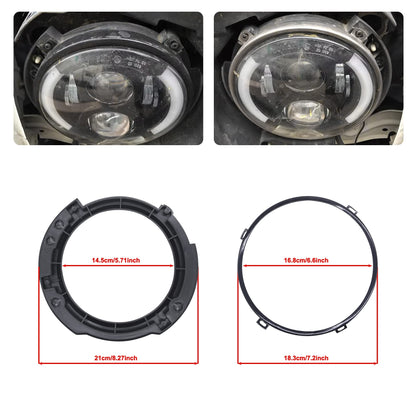 HiSport 7 Inch Round Headlight Mounting Retaining Bracket Ring Set - Compatible with 2007-2017 Jeep Wrangler JK - Easy No-Drill Installation, ABS Plastic, Includes All Hardware