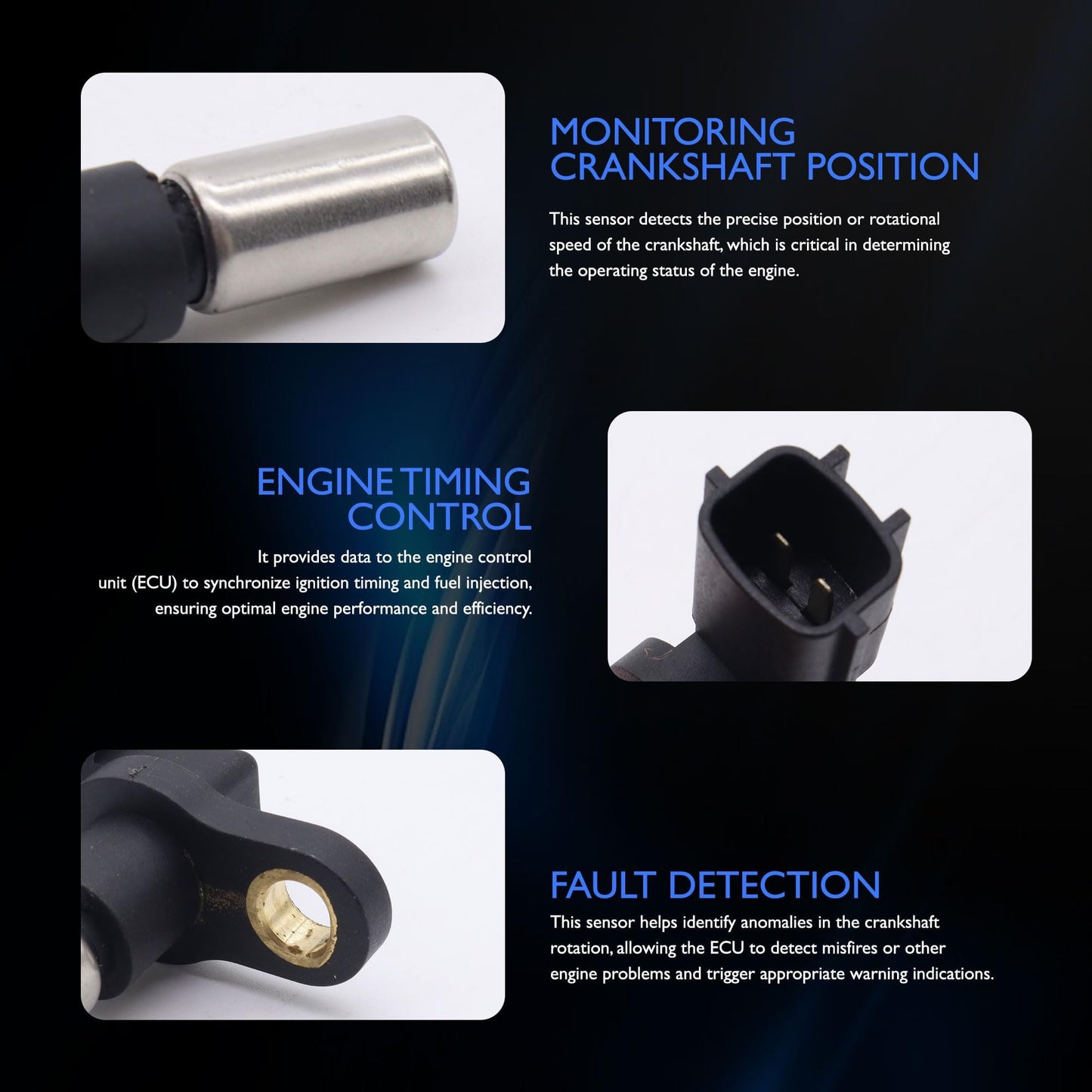 HiSport Crankshaft Position Sensor - Compatible with Nissan D21 Pickup 2001-2002 Frontier 1998-2004 NP300 2013-2015 Pickup 1991-2008 Upvan 2002-2003 Xterra 2000 Replaces 23731-3S500