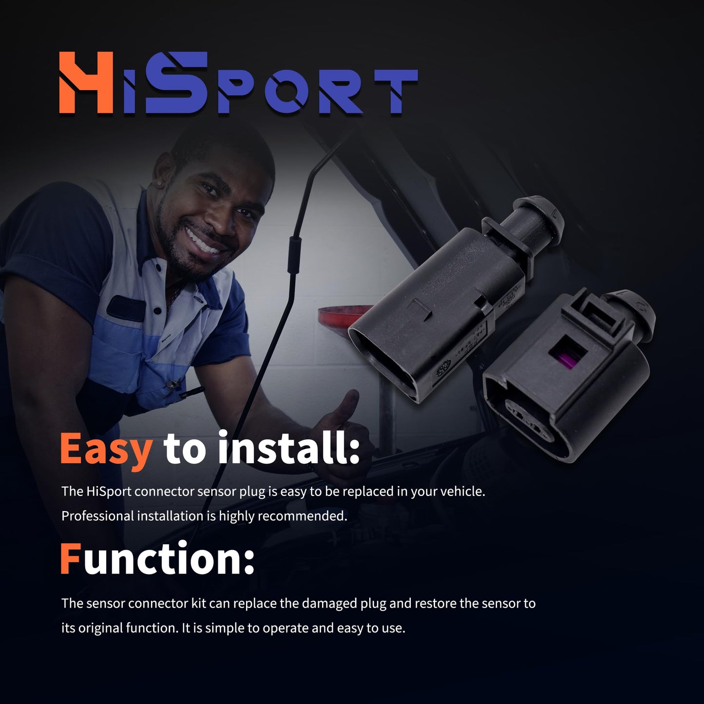 HiSport Connector Sensor Plug Adapter Plug Clip Kit - Compatible with Audi A3 A4 A5 A6 A7 A8 Q3 Q5 Q7 Volkswagen Beetle E-Golf Porsche Boxster Rabbit Replaces 1J0973702 8Z0820535 6RD820535