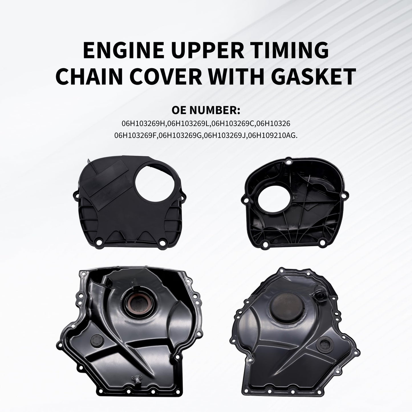 HiSport 06H103269C Engine Timing Chain Cover with Gasket Upper & Lower - Compatible with 2007-2017 VW Audi Beetle Jetta Passat Tiguan Sharan Golf GTI EOS CC A3 A4 A5 A6 TT Allroad Q3 Q5 1.8T 2.0T