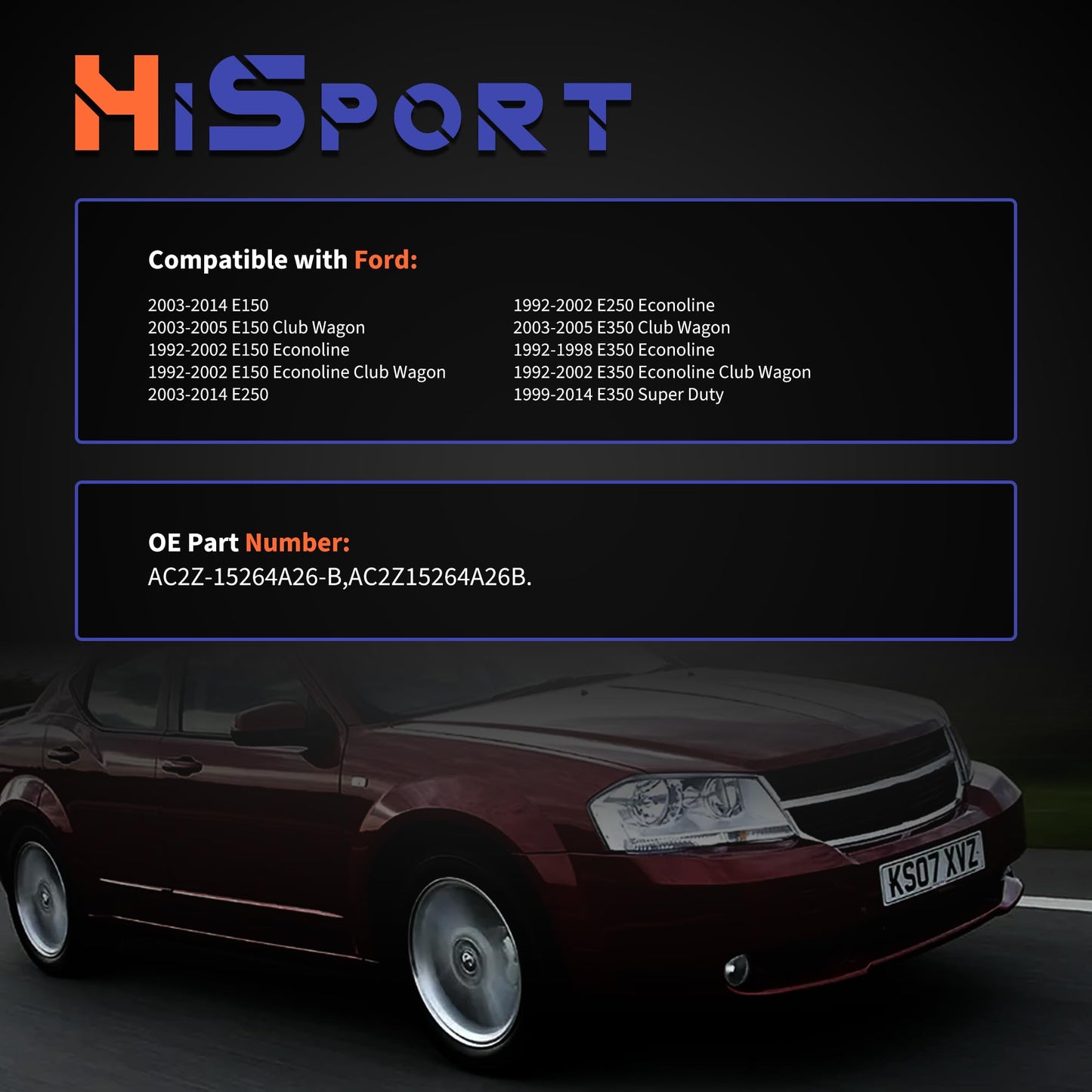 HiSport Side Door Latch with Cable AC2Z-15264A26-B Compatible with Ford E150 E250 E350 Econoline Van 1992-2014 Replaces AC2Z15264A26B