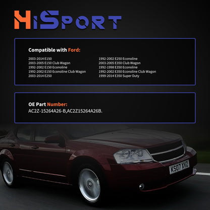 HiSport Side Door Latch with Cable AC2Z-15264A26-B Compatible with Ford E150 E250 E350 Econoline Van 1992-2014 Replaces AC2Z15264A26B