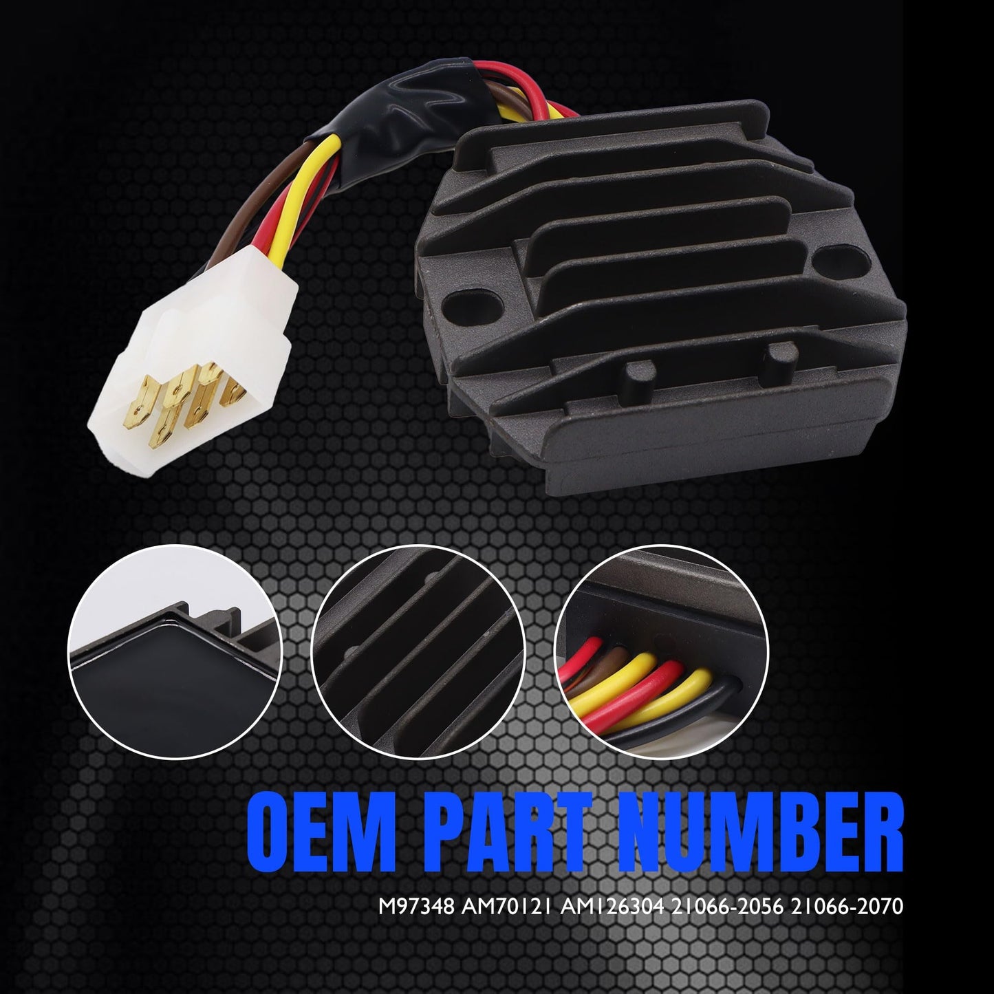 HiSport M97348 Voltage Regulator Rectifier Compatible with John Deere M70121, M97348;Kawasaki 21066-2056, 21066-2070,FB460, FC400, FC420 and FC540;Shindengen SH578-12, SH626-12 Replaces 21066-2056