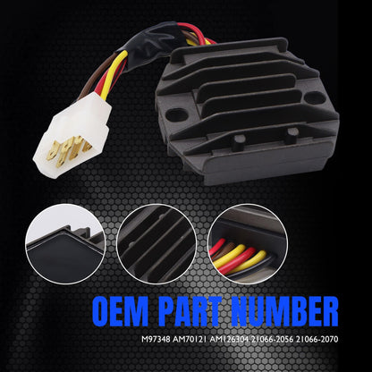 HiSport M97348 Voltage Regulator Rectifier Compatible with John Deere M70121, M97348;Kawasaki 21066-2056, 21066-2070,FB460, FC400, FC420 and FC540;Shindengen SH578-12, SH626-12 Replaces 21066-2056