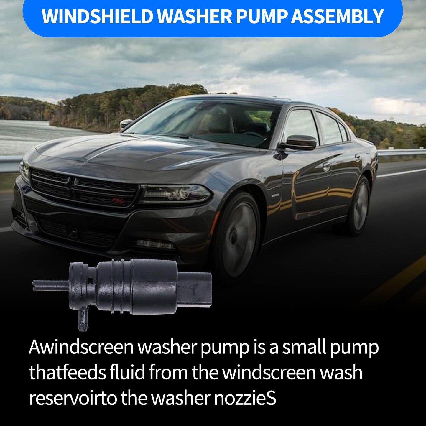 HiSport 68071576AA Windshield Washer Pump with Grommet - Compatible with Ram 1500 2500 3500 4000 4500 5500 Chrysler 200 Dodge Dart Ram 1500 Ram 2500 Ram 3500 2009-2018