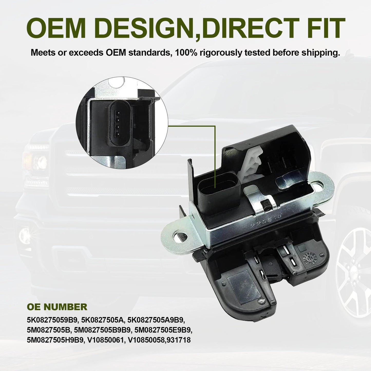 HiSport Trunk Latch Tailgate Lock 5M0827505E - Trunk Latch Actuator Compatible with 2010-2014 Volkswagen Jetta Sportwagen 2008-2017 - Replace 5M0827505B