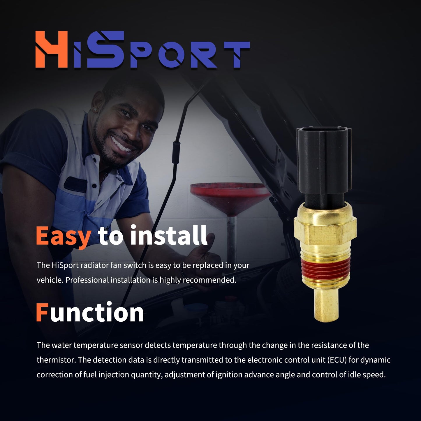 HiSport Engine Coolant Temperature Sensor - Compatible with Buick Allure Chevrolet Silverado GMC Pontiac Replace 56027873