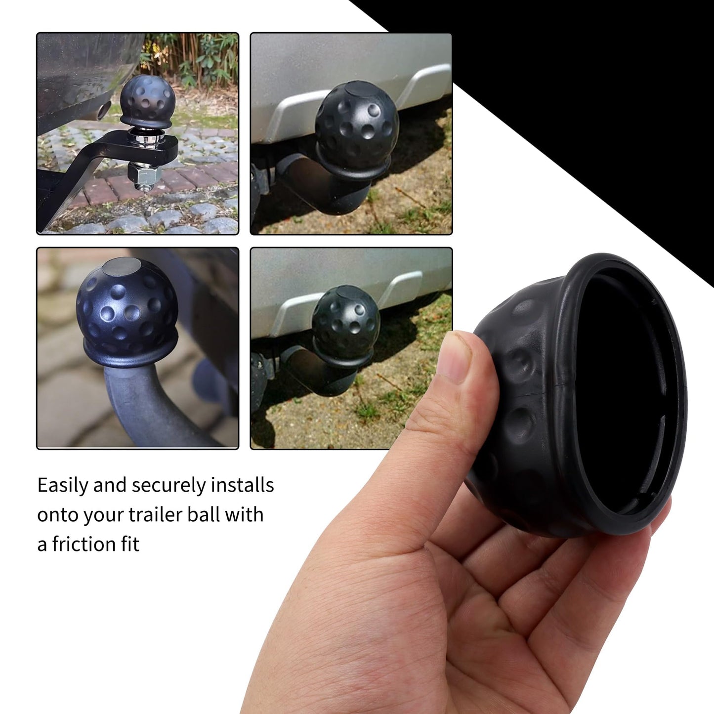 HiSport 4-Pack Universal Trailer Hitch Ball Covers - 2" Rubber Towing Ball Protectors for RV, Truck, Boat, Caravan - Weather-Resistant Dustproof Protective Caps