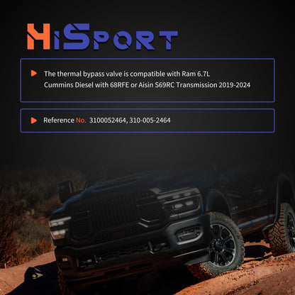 HiSport 310-005-2464 Thermal Bypass Valve Upgrade Kit - Compatible with Ram 6.7L Cummins Diesel with 68RFE or Aisin S69RC Transmission Replaces ?3100052464