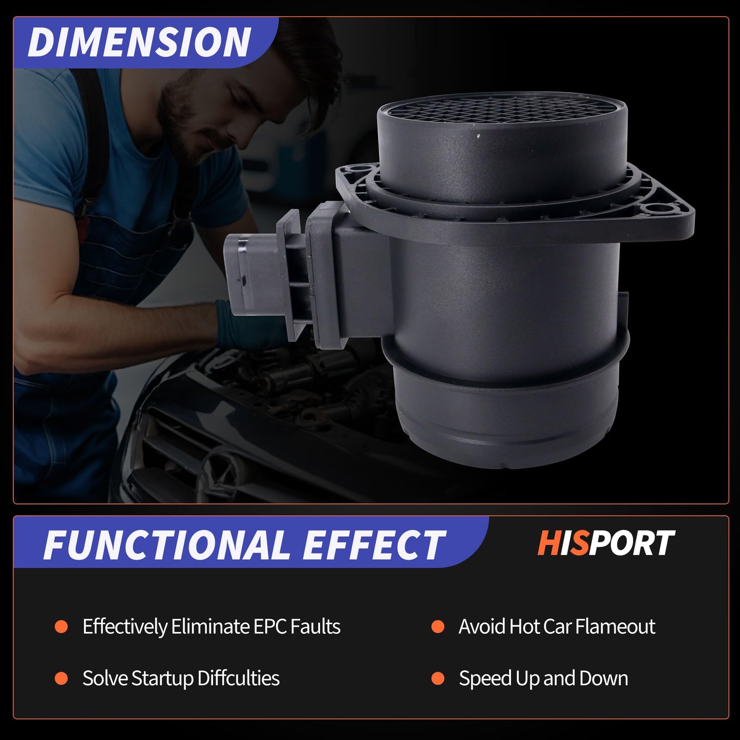 HiSport 0280218205 MAF Mass Air Flow Sensor - Compatible with Mini Cooper 2006-2011 Cooper Countryman 2011 Replaces 13627542418