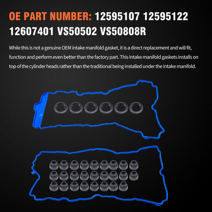 HiSport Engine Valve Cover Gasket Set - Compatible with Buick Allure Enclave Encore Lacrosse Cadillac ATS CTS SRX STS XTS GMC Acadia Canyon Terrain 1.4L 3.0L 3.6L 2008-2020 - Replace VS50808R