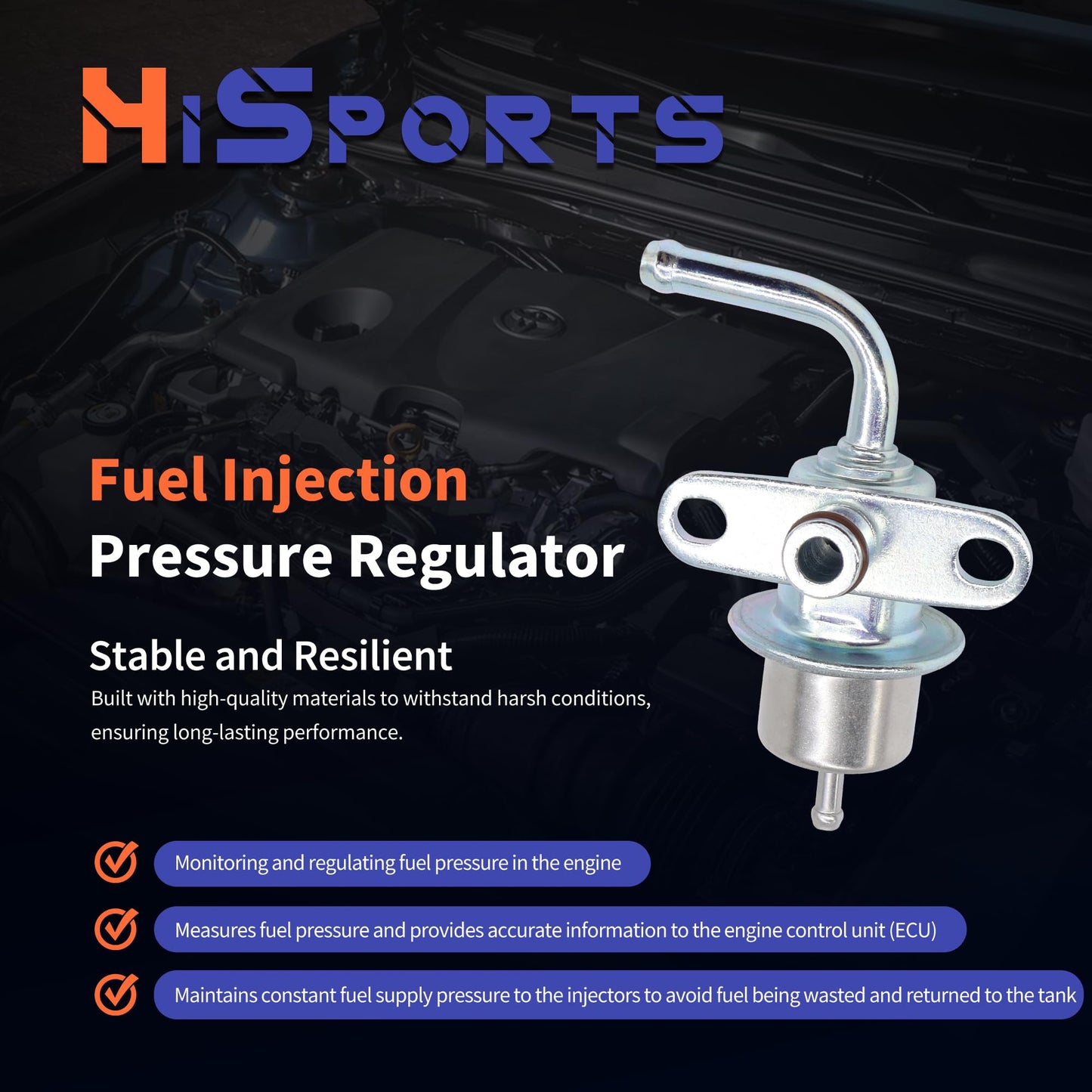 HiSport Fuel Injection Pressure Regulator PR4145 Replacement for Toyota Tacoma T100 4Runner Tundra, 3.0 Bar