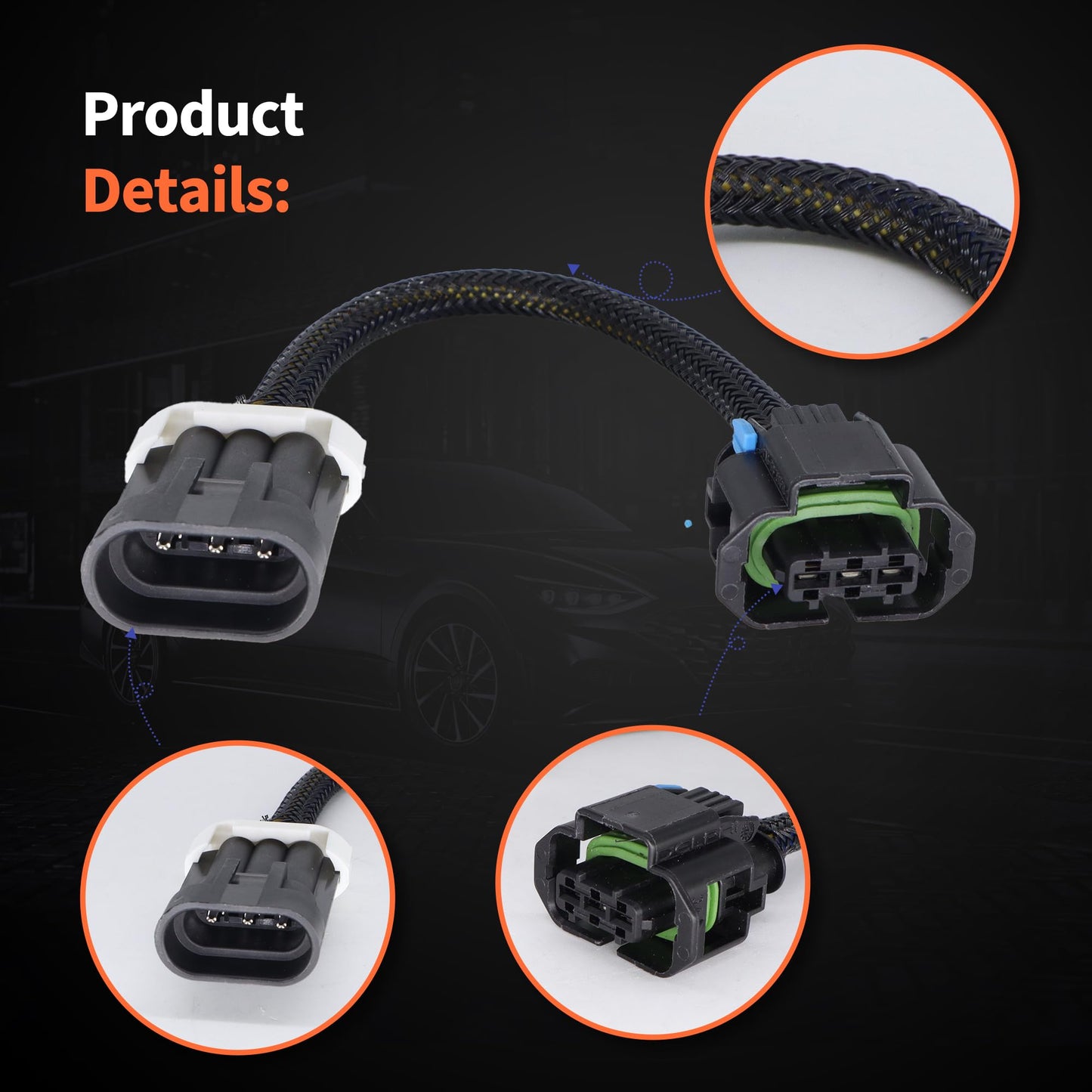 HiSport LS1 LS2 LS7 to LS3 L99 L76 LSA LS9 ZR1 MAP Sensor 558-416 12592525 Adapter Harness Plug-and-Play Conversion Replacement for GM LS Engines 18CM Long 16 Wire Gauge