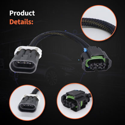 HiSport LS1 LS2 LS7 to LS3 L99 L76 LSA LS9 ZR1 MAP Sensor 558-416 12592525 Adapter Harness Plug-and-Play Conversion Replacement for GM LS Engines 18CM Long 16 Wire Gauge