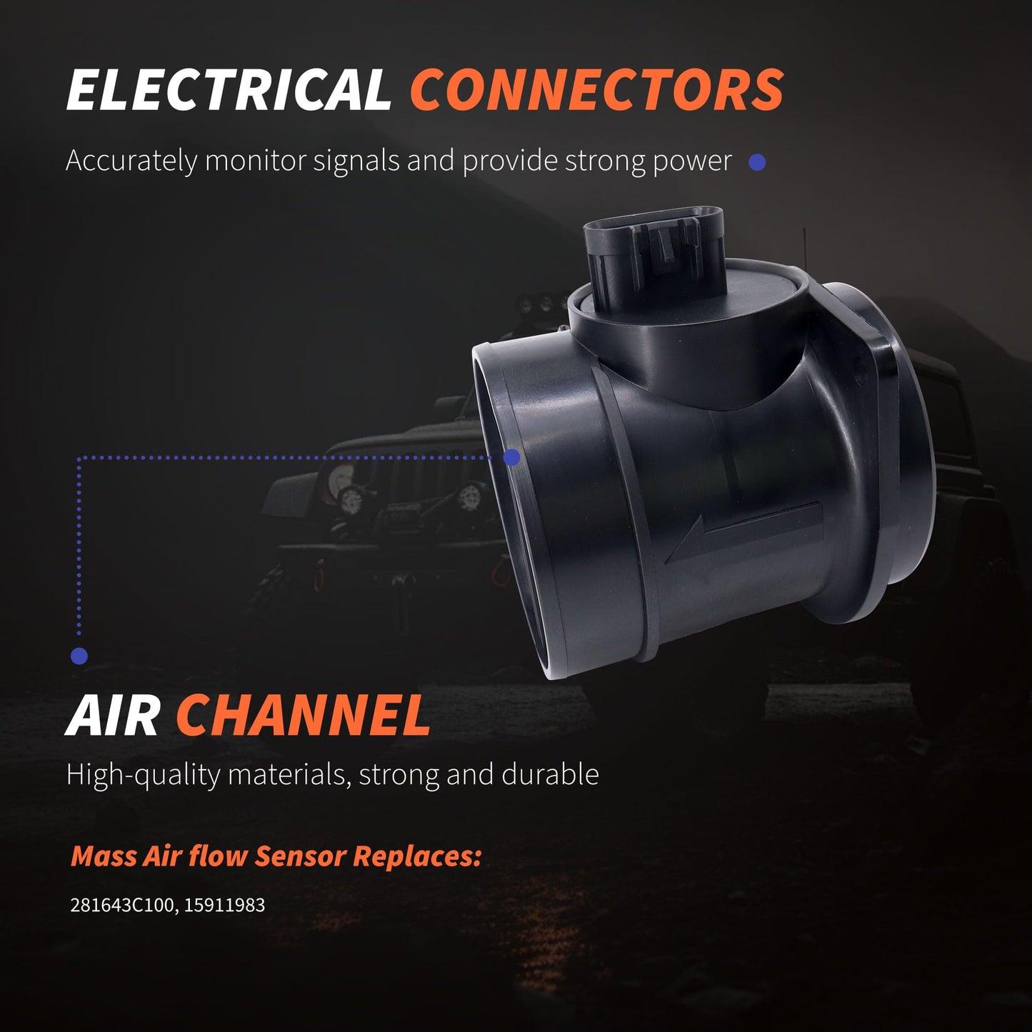 HiSport 281643C100 MAF Mass Air Flow Sensor - Compatible with Buick Allure Lacrosse Chevrolet Captiva Sport Equinox Pontiac G6 G8 Grand Prix Replaces 15911983
