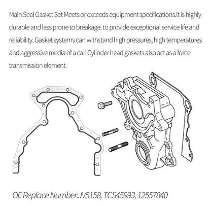 HiSport BS40640 Rear Main Seal Gasket Set - Compatible with LS LS1 LS6 LS2 LS3 LQ9 LQ4 4.8L 5.3L 5.7L 6.0L 6.2L Chevy Silverado Suburban Tahoe Trailblazer GMC Sierra