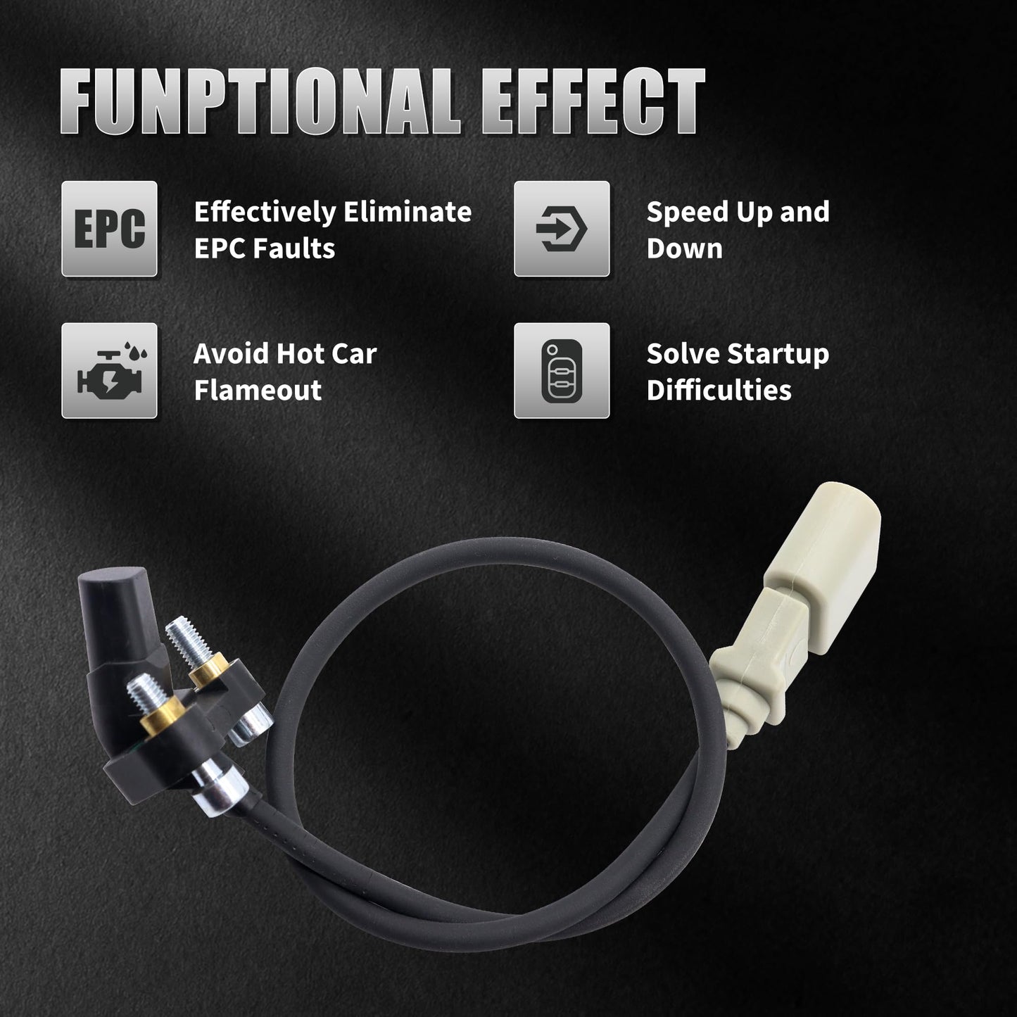 HiSport 07K906433B Crankshaft Position Sensor - Compatible with Volkswagen Beetle 2006-2010 2012-2014 Golf 2010-2014 Jetta 2005-2014 Passat 2012-2014 Rabbit 2006-2009 L5 2.5L