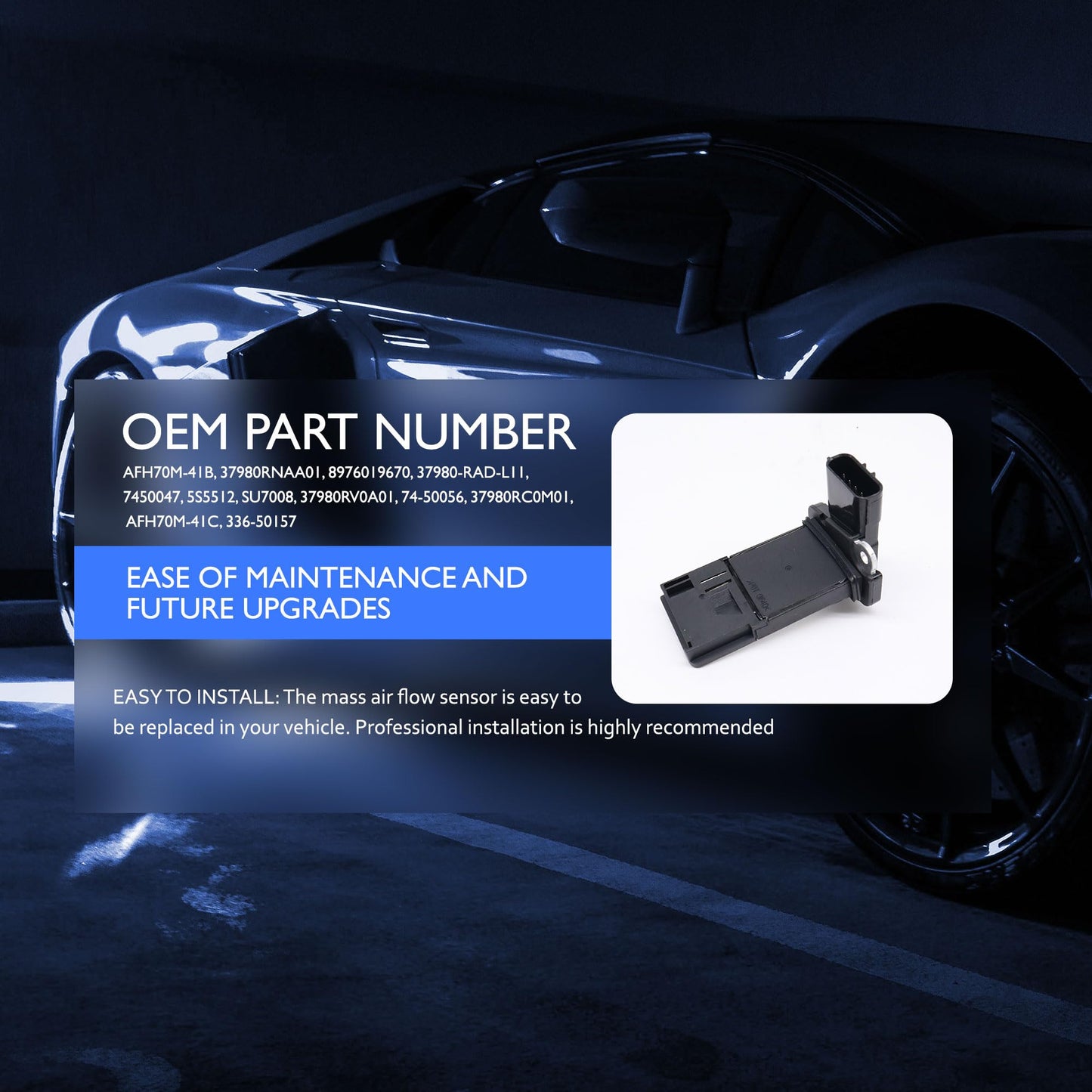 HiSport 37980RNAA01 MAF Mass Air Flow Sensor - Compatible with Acura ILX TLX ZDX Honda Accord Civic Replaces 37980-RAD-L11 AFH70M-41B