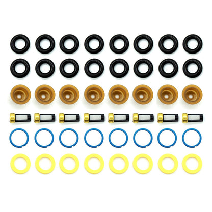 HiSport Fuel Injector Seal Kits Rebuild Set Include O-rings, Pintle Caps, Seal Spacers, Filter Baskets with 1pcs Filter Removal Tool [8 Set]