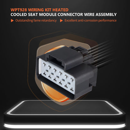 HiSport WPT928 Wiring Kit Heated/Cooled Seat Module Connector Wire Assembly Replacement for Ford F150 F250 Explorer Mustang Fusion 2013-2019,Compatible with Lincoln MKS Mercury Milan 12 Leads Harness