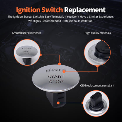HiSport 2215450714 Engine Start Stop Button Switch - Compatible with Mercedes-Benz CL550 Coupe CLS350 Sedan E350 GL350 GL450 GLK350 ML350 S550 SL500 SLK200 SLK350 2006-2018 - Replace 2215450514