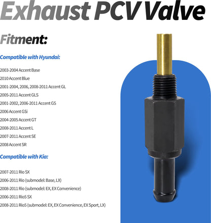 HiSport 0450339 PCV Valve - Compatible with Hyundai Accent 2001-2011 Kia Rio 2006-2011 Rio5 2006-2011