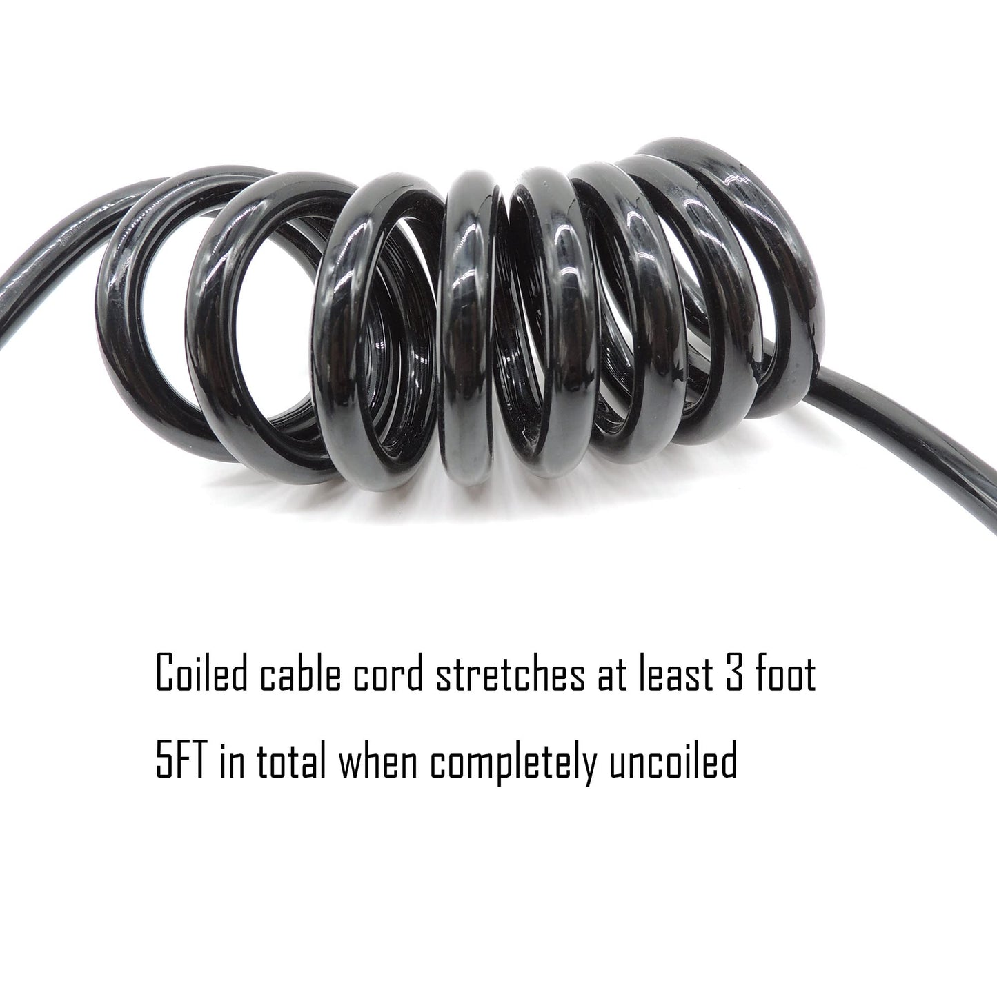 HiSport Trailer Adapter 7 Way Round to 5 Way Pin Flat Trailer Wire Coiled Wiring Connector Plug 5FT for Boat Trailer and RV Towing