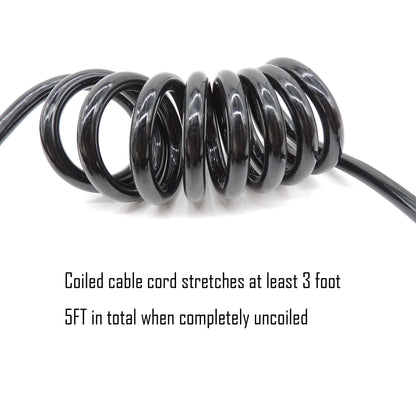 HiSport Trailer Adapter 7 Way Round to 5 Way Pin Flat Trailer Wire Coiled Wiring Connector Plug 5FT for Boat Trailer and RV Towing