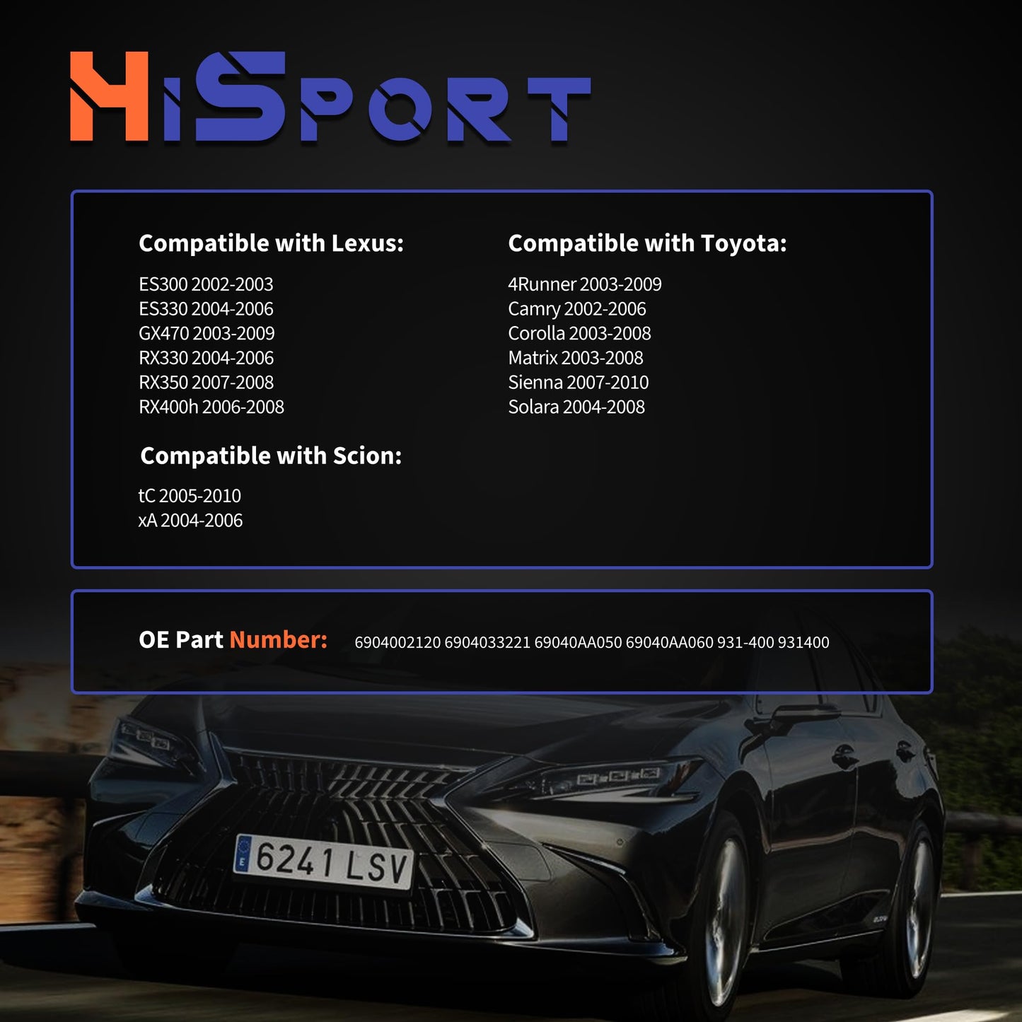 HiSport 6904002120 Door Lock Latch Actuator Front Left Driver Side - Compatible with Lexus ES300 ES330 GX470 RX330 RX350 RX400h Scion tC xA Toyota 4Runner Camry Corolla Matrix Sienna Solara 2002-2010