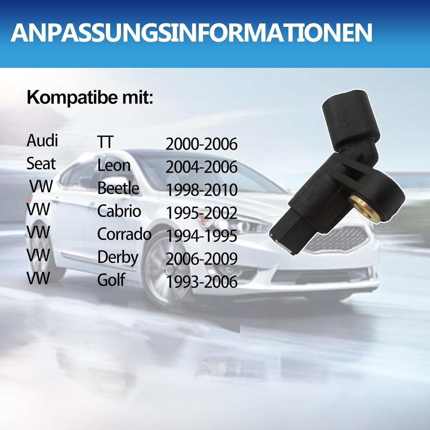 HISports ABS Raddrehzahlsensor vorne Links 1H0927807 Kompatibel mit TT/Seat/Beetle Cabrio Corrado, Kompatibel mi Derby Passat Ersetzen 1H0927808