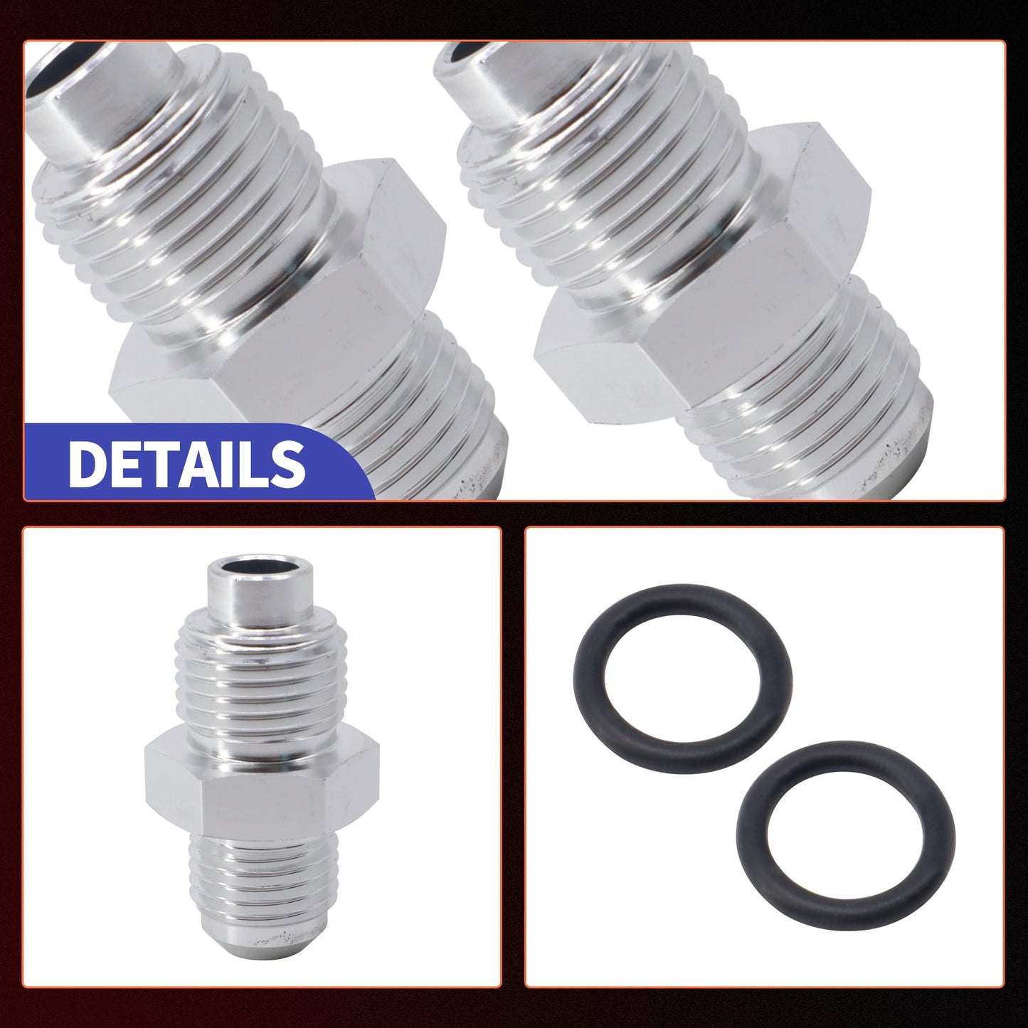 HiSport 6AN to 16mm & 6AN to 18mm Power Steering Fittings with O Rings Bump Tube - Compatible with GM Buick Chevy Cadillac