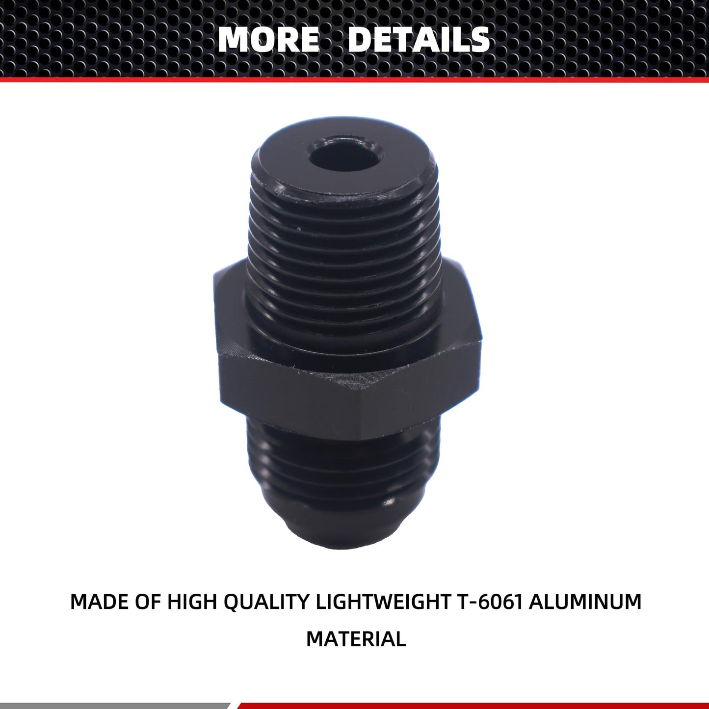 HiSport 8AN to 1/2 NPT Male Hose Fitting Adapter, Universal Aluminum Flare Male 8AN to 1/2'' NPT Union Fuel Oil Line Pipe Connector Black Anodized