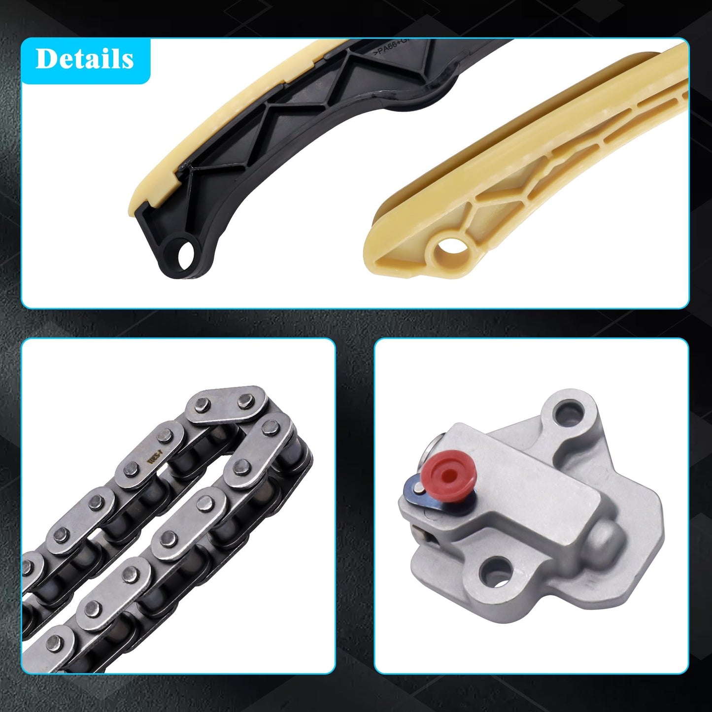 HiSport 24410-2B700 Engine Timing Chain Kits - Compatible with Hyundai Accent Elantra Sonata Tucson Veloster 2012-2021 Kia Forte Optima Rio Seltos Soul 2012-2021 - 24420-2B611 24431-2B620 24321-2B620
