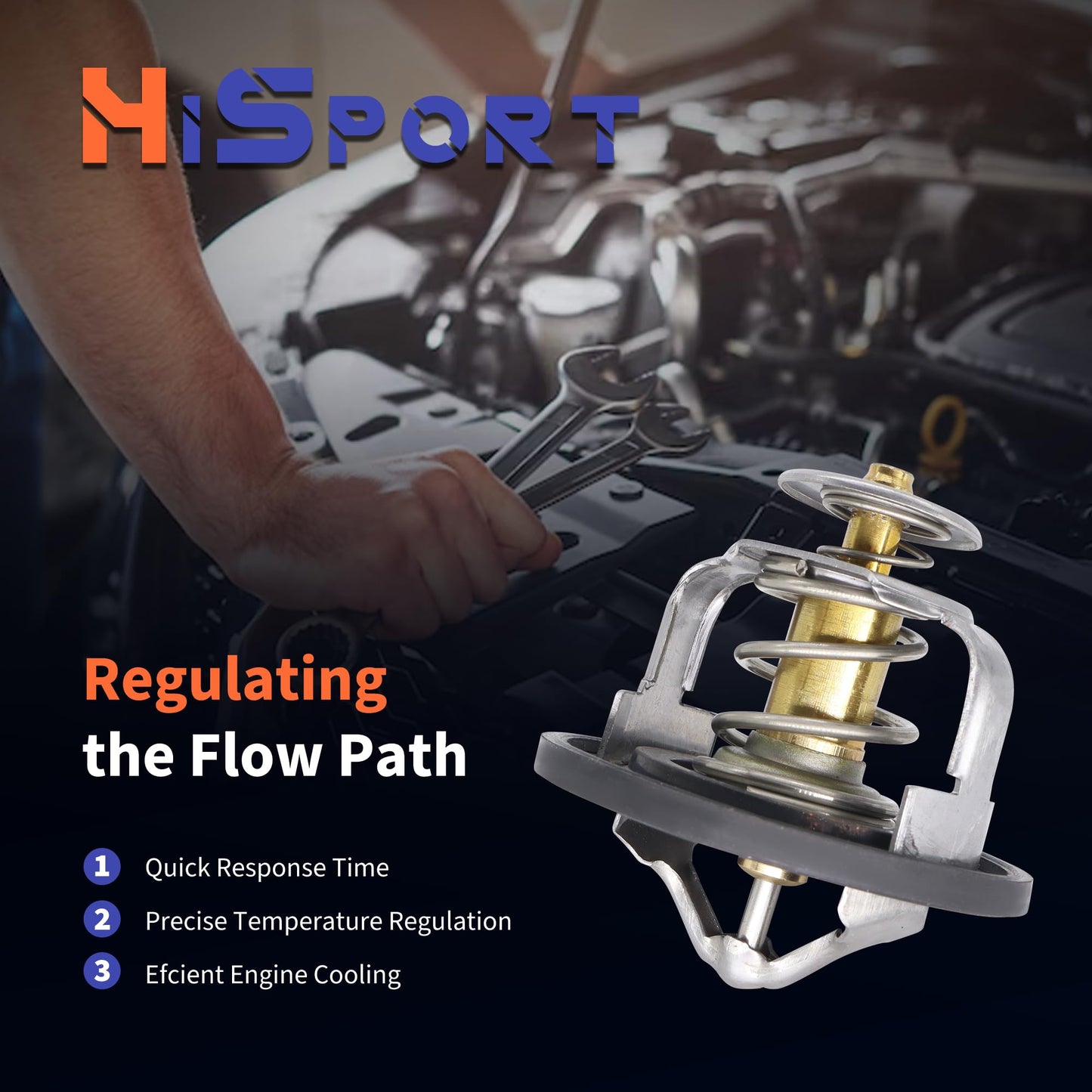 HiSport Thermostat - Compatible with Jeep Commander Grand Cherokee Grand Cherokee L Grand Wagoneer Wagoneer Wrangler 2005-2023 - Replace 52028898AE