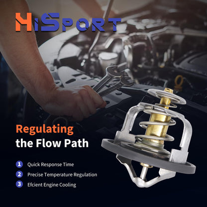 HiSport Thermostat - Compatible with Jeep Commander Grand Cherokee Grand Cherokee L Grand Wagoneer Wagoneer Wrangler 2005-2023 - Replace 52028898AE