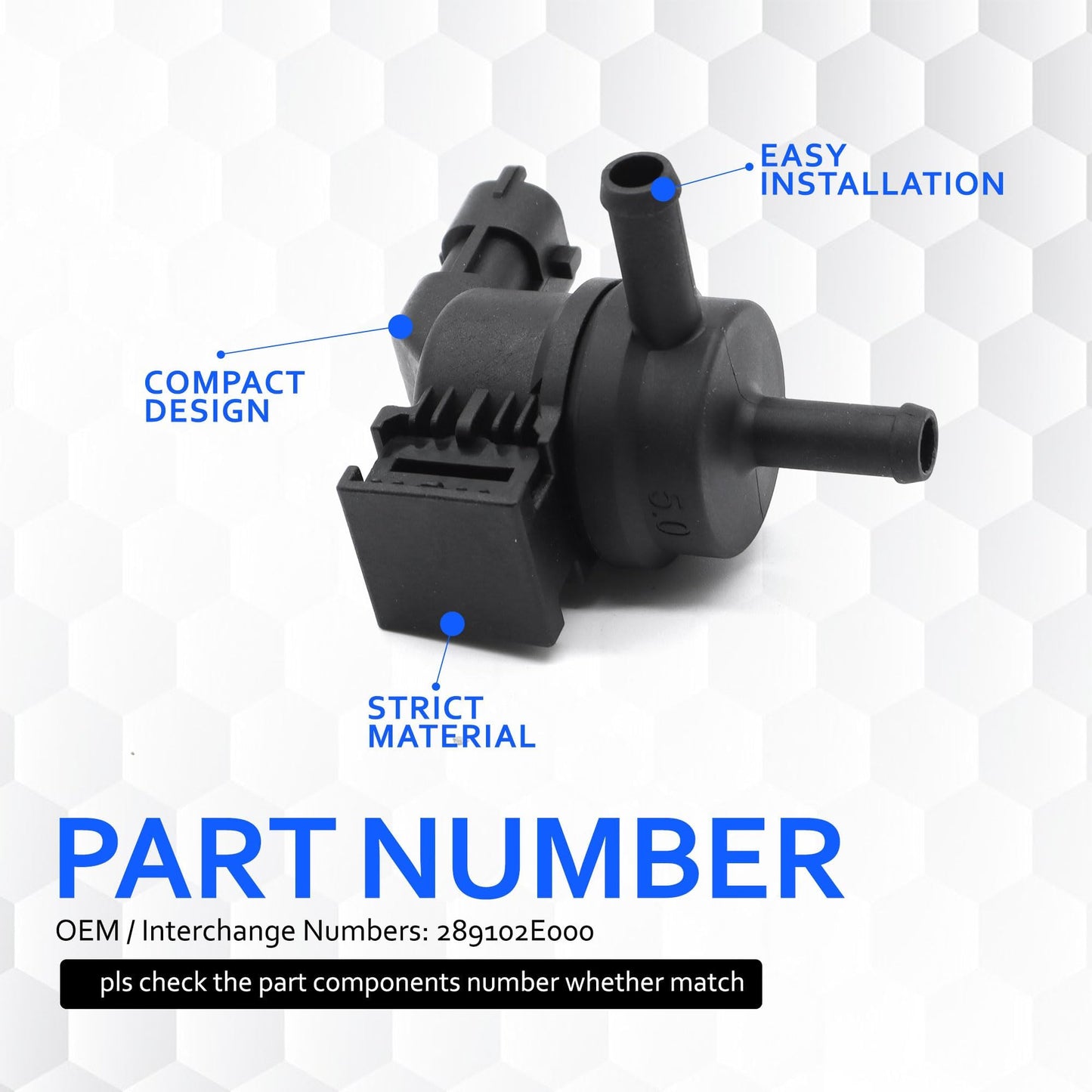 HiSport EVAP Vapor Canister Purge Valve Solenoid - Compatible with Hyundai Elantra 2011-2020,Elantra GT 2013-2020,Genesis 2015-2016,Tucson 2014-2017;Kia Forte 2014-2018,K900 2017,Soul 28910-2E000