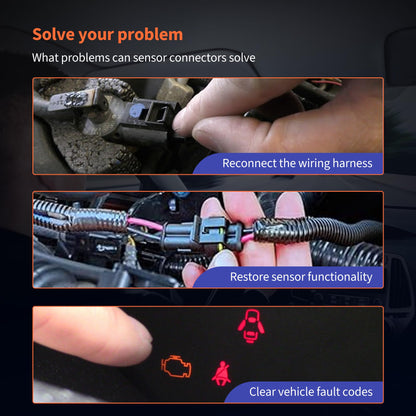 HiSport Connector Sensor Plug Adapter Plug Clip Kit - Compatible with Audi A3 A4 A5 A6 A7 A8 Q3 Q5 Q7 Volkswagen Beetle E-Golf Porsche Boxster Rabbit Replaces 1J0973702 8Z0820535 6RD820535