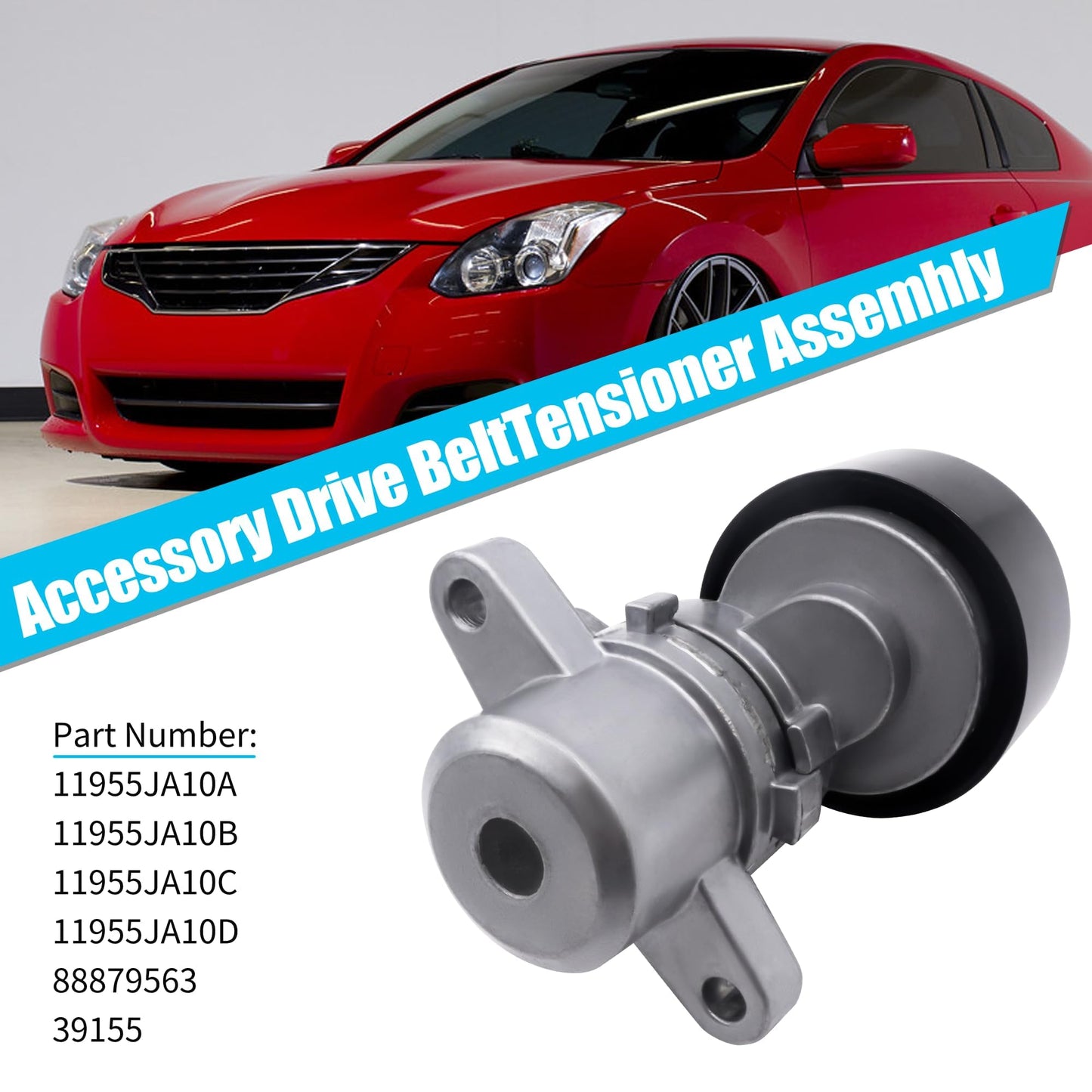 HiSport 39155 Belt Tensioner with Pulley Compatible with Nissan Altima 2007 2008 2009 2010 2011 2012, Maxima 2009-2014, Murano 2009-2014, Quest 2011-2013