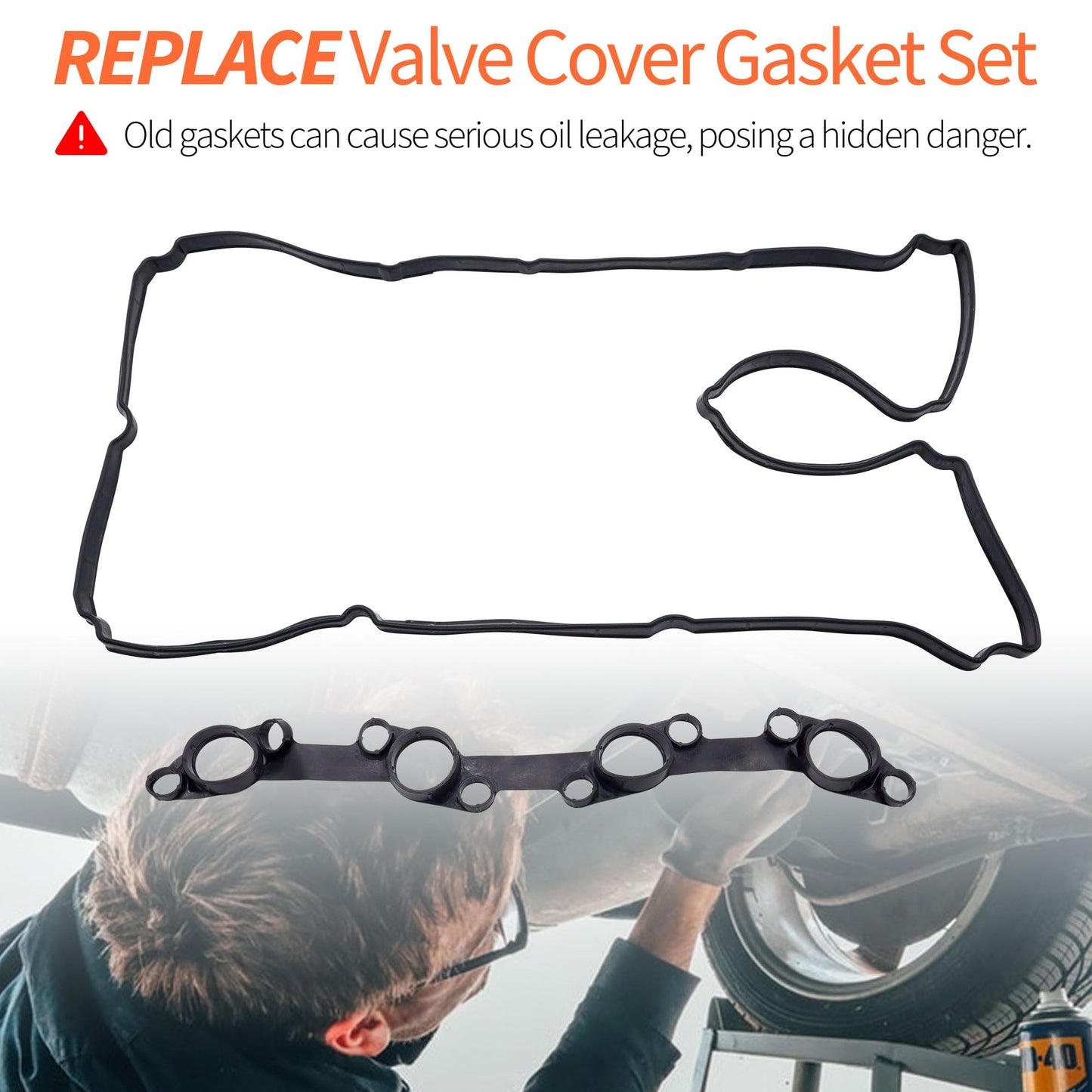 HiSport VS50717R Valve Cover Gasket Set - Compatible with Toyota 2005 2006 2007 2008 2009 2010 2011 2012 2013 2014 2015 2016 2017 2018 2019 2020 Tacoma 2.7L