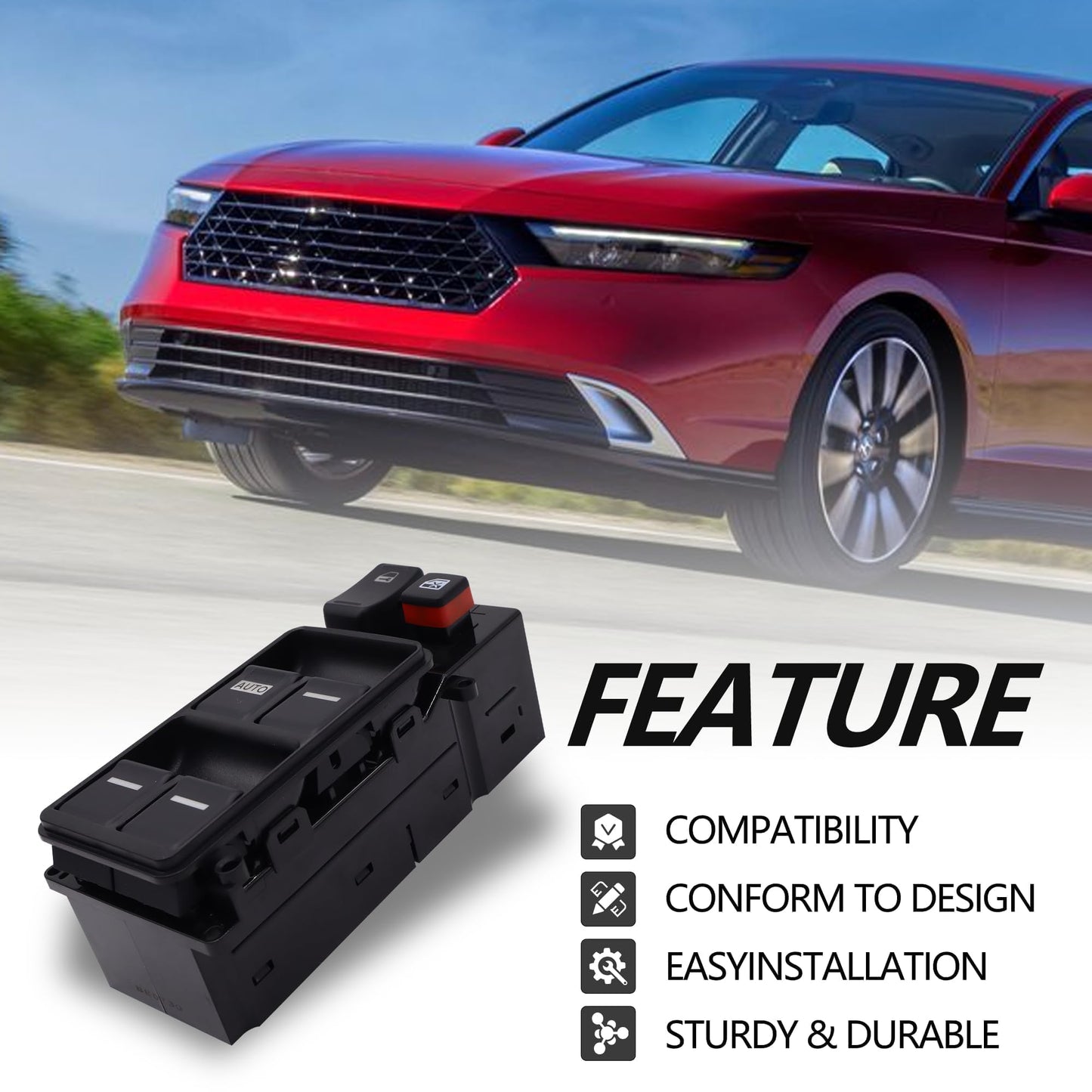 HiSport 35750-SDA-H12 Power Window Switch Front Driver Side Control Switch Compatible with Honda Odyssey 2005 2006 2007 2008 2009 2010