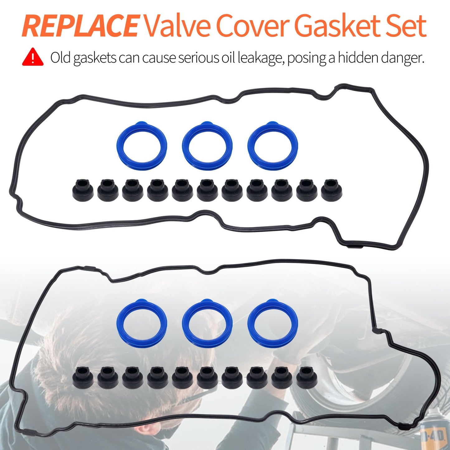 HiSport Valve Cover Gasket Set - Compatible with Ford Escape Taurus Compatible with Mazda Tribute MPV Compatible with Mercury Sable 2001-2004 3.0L - Replace VS50551R