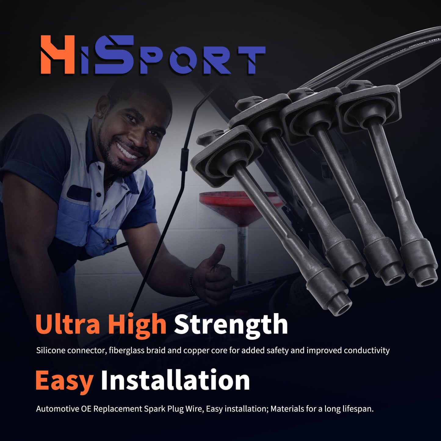 HiSport Spark Plug Wire Kit 90919-22386 Replacement for Toyota Camry 1997-2001,Solara 1999-2001 l4 2.2l,Rav4 1998-2000 Replace 90919-22386 90080-91110 90919-22400 175-6182 1756182