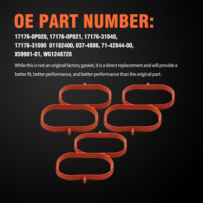 HiSport 3Pcs Air Surge Tank to Intake Manifold Gasket 17176-0P021 Compatible with Lexus ES350 RX350 RX450h 2007-2017,Replacement for Toyota Avalon Camry Highlander Sienna Venza RAV4 3.5L 2005-2017